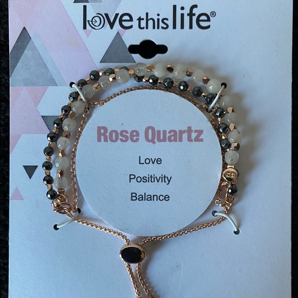 Love This Life Rose Quartz Adjustable Bracelet - Picture 1 of 4